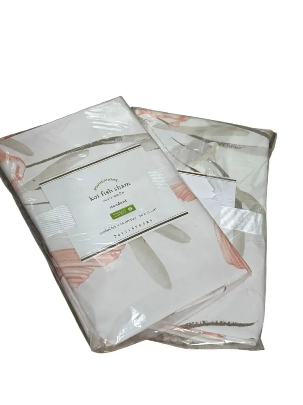 NWT POTTERY BARN Foundations Koi Fish Pillow Sham Organic Cotton Standard BUNDLE